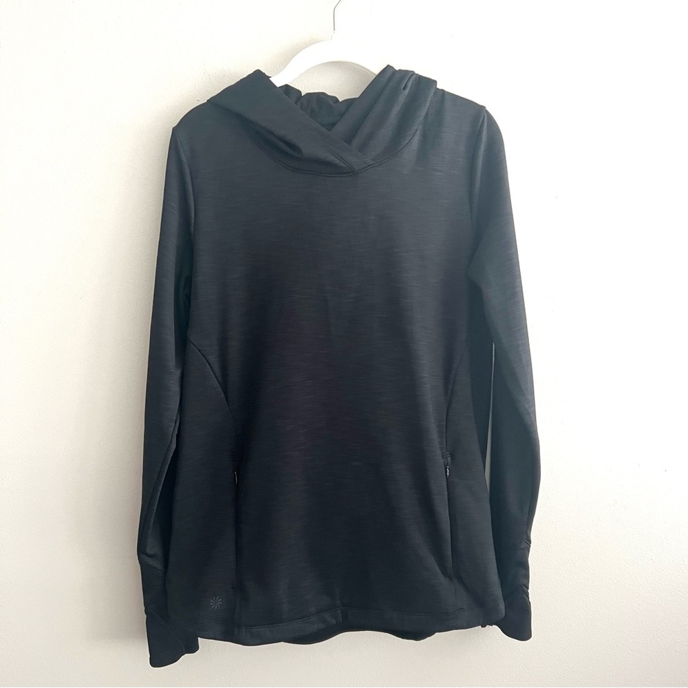 Athleta women’s size Medium top with hood and scoop back feature great c…